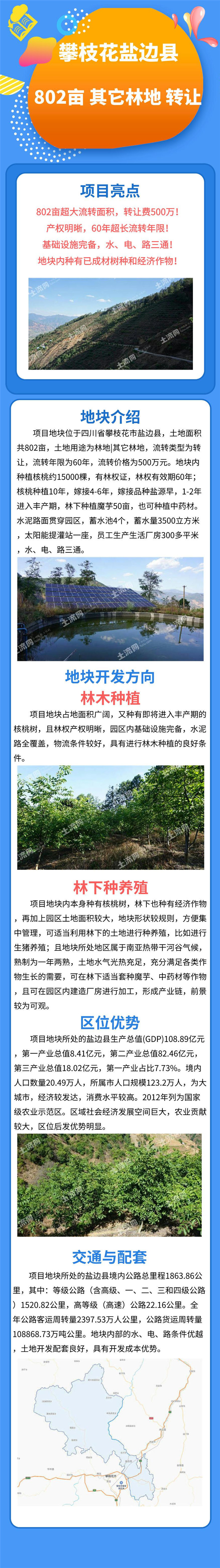 四川省攀枝花市盐边县802亩超大其它林地诚意转让-土流网