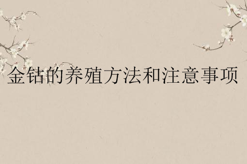 金钻的养殖方法和注意事项——自制