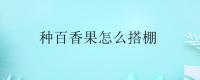 种百香果怎么搭棚