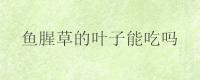 鱼腥草的叶子能吃吗